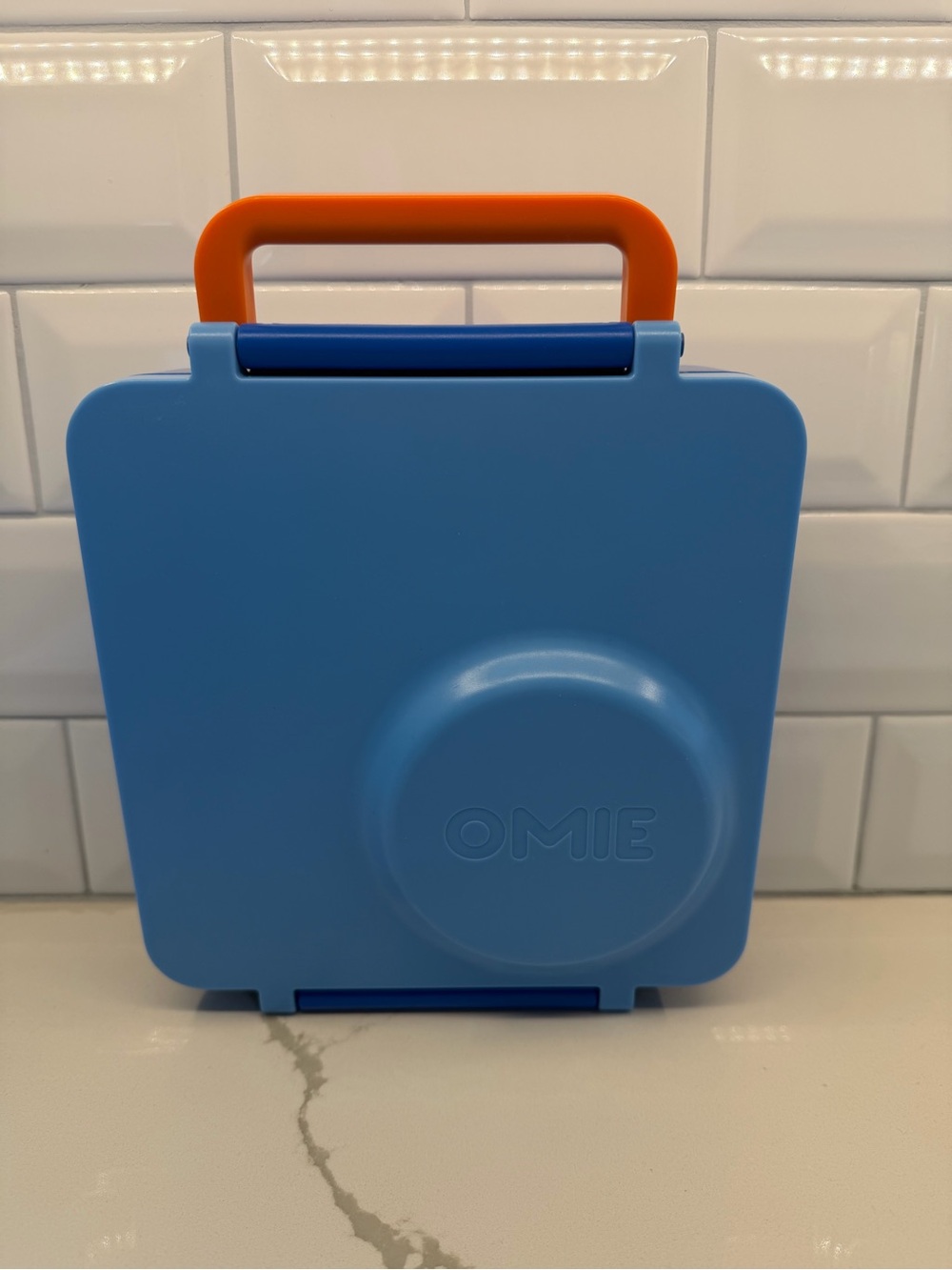 OMIE Blue Kids Bento Lunchbox with Orange Handle
